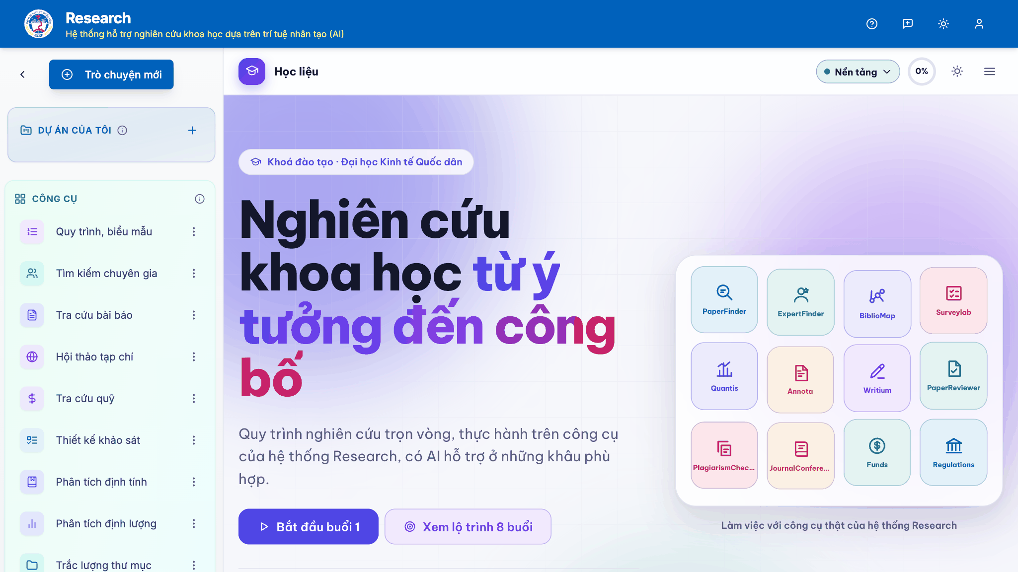 Học liệu: khoá Nghiên cứu khoa học từ ý tưởng đến công bố